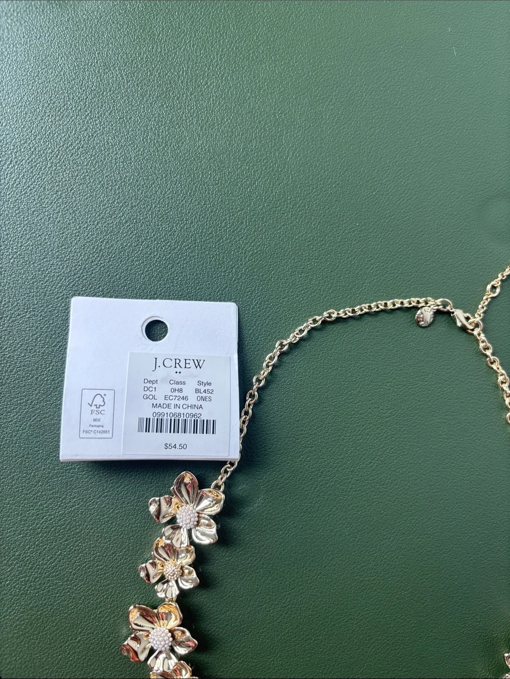 J. Crew Gold Floral Statement Necklace